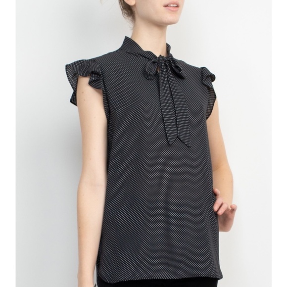 4/$19 NWT Counterparts ‘Deep Coral’ pink floral tie flutter sleeve crepe top - Picture 10 of 10